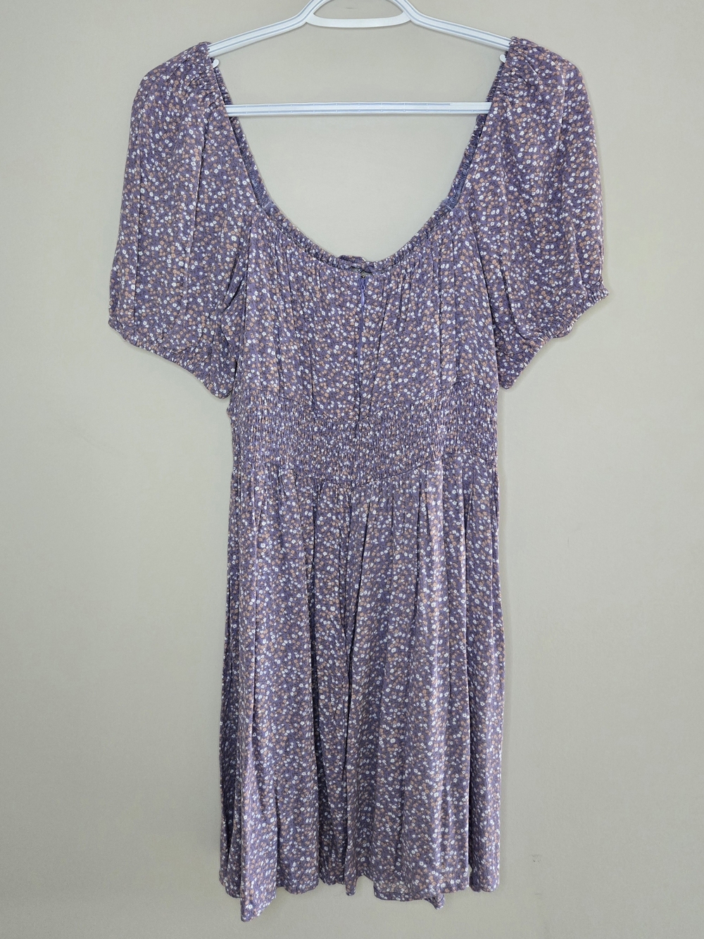 Forever 21 purple, white floral smocked-waist feminine coquette girl flowy dress